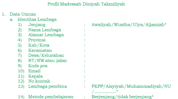 Profil Madrasah Diniyah Takmiliyah