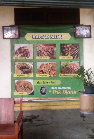 daftar menu sate kambing pak jarot karangpandan