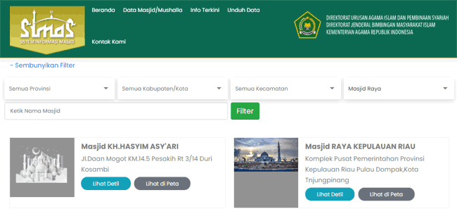 cek nomor statistik nasional masjid online