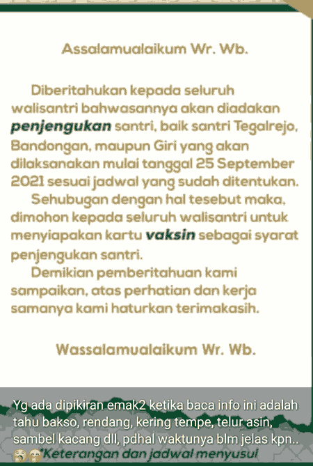 pikiran emak saat hendak berkunjung ke pesantren untuk anak