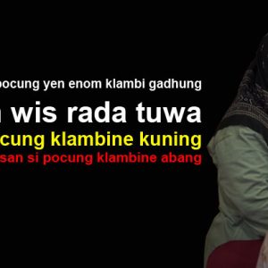 Bapak pocung yen enom klambi gadhung Yen wis rada tuwa Si pocung klambine kuning Tuwa pisan si pocung klambine abang