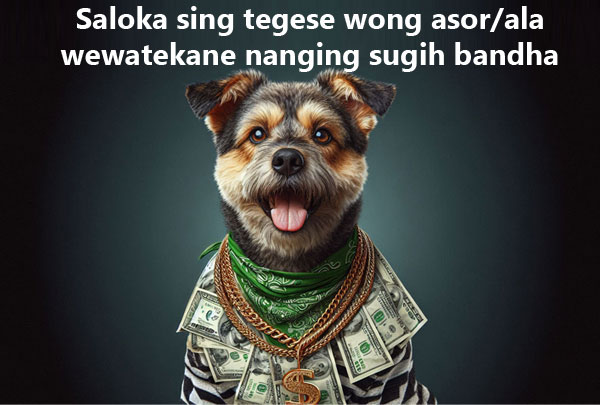 Saloka Sing Tegese Wong Asor Ala Wewatekane Nanging Sugih Bandha Donya