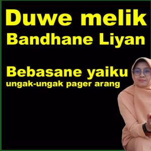 duwe melik bandhane liyan bebasane